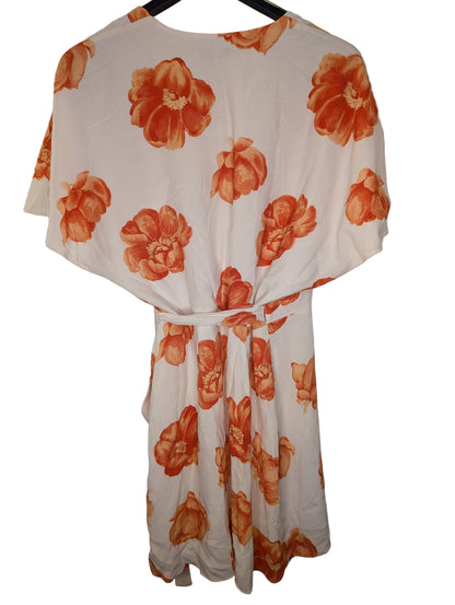 Frenchie Mini Dress White/Orange/Floral Size M